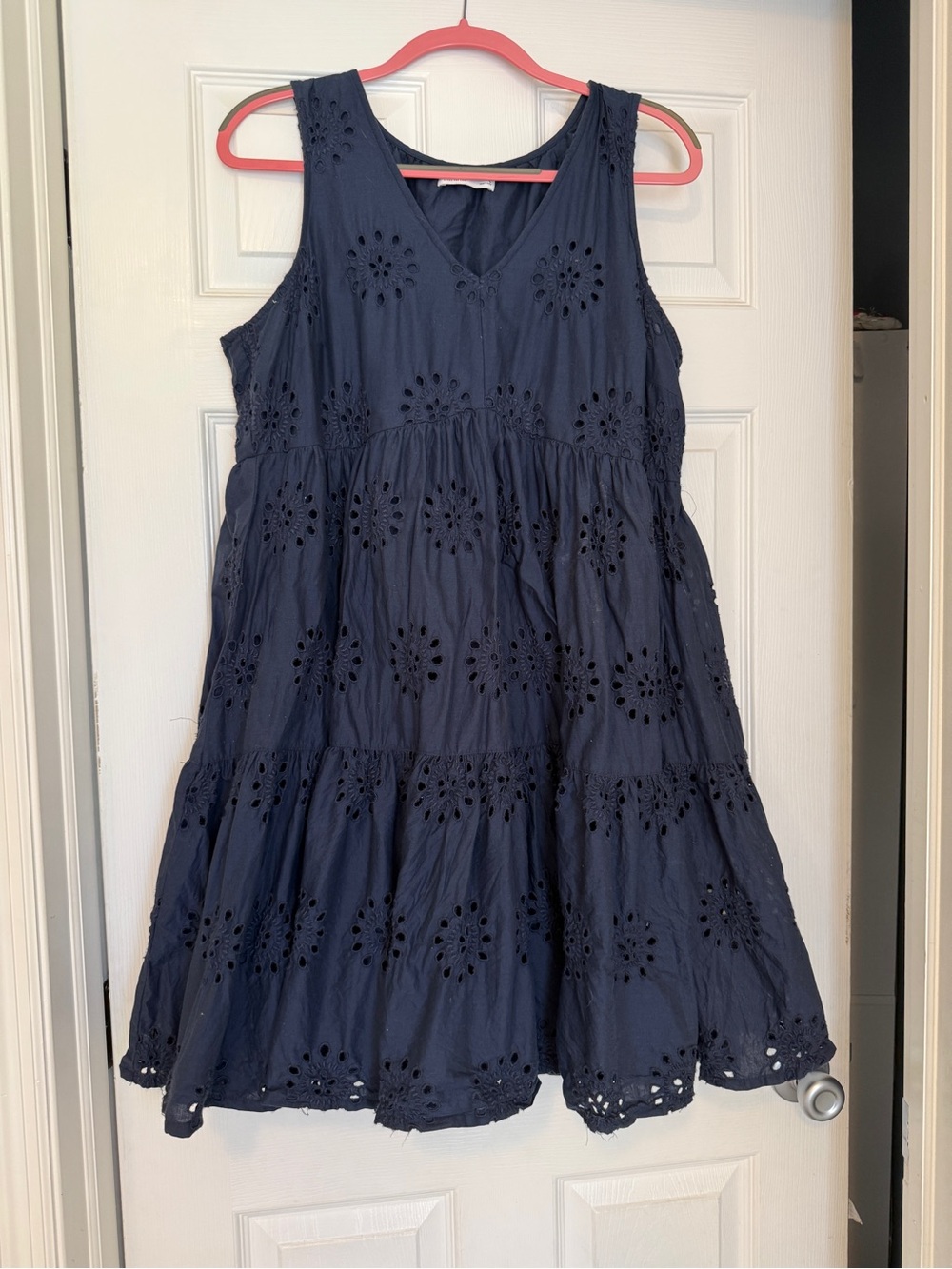 Women’s Navy Eyelet Tiered Dress - Sonoma size L